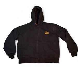 Corner store Black Carhartt style Hooded zip up work Jacket with Logo